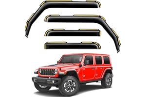 Saleago in-Channel Window Rain Guards Fit for Truck Jeep Wrangler JL 2018-2026 and Gladiator 2020-2026 Extra Durable Window Visors Window Deflectors Vent Visors Vent Shades Car Accessories-4 pcs