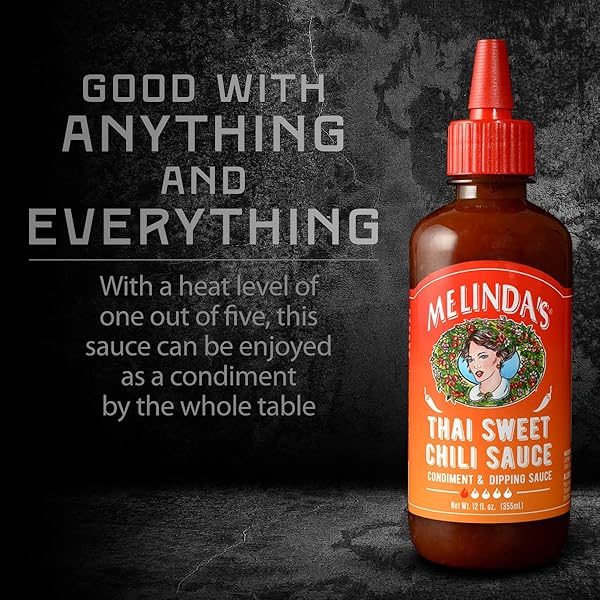 MELINDA’S THAI SWEET CHILI – SWEET AND MILD ASIAN CHILI SAUCE MADE WITH WHOLE FRESH INGREDIENTS – GOURMET HOT & DIPPING SAUCE – KETO FRIENDLY – 12OZ, 1 PACK