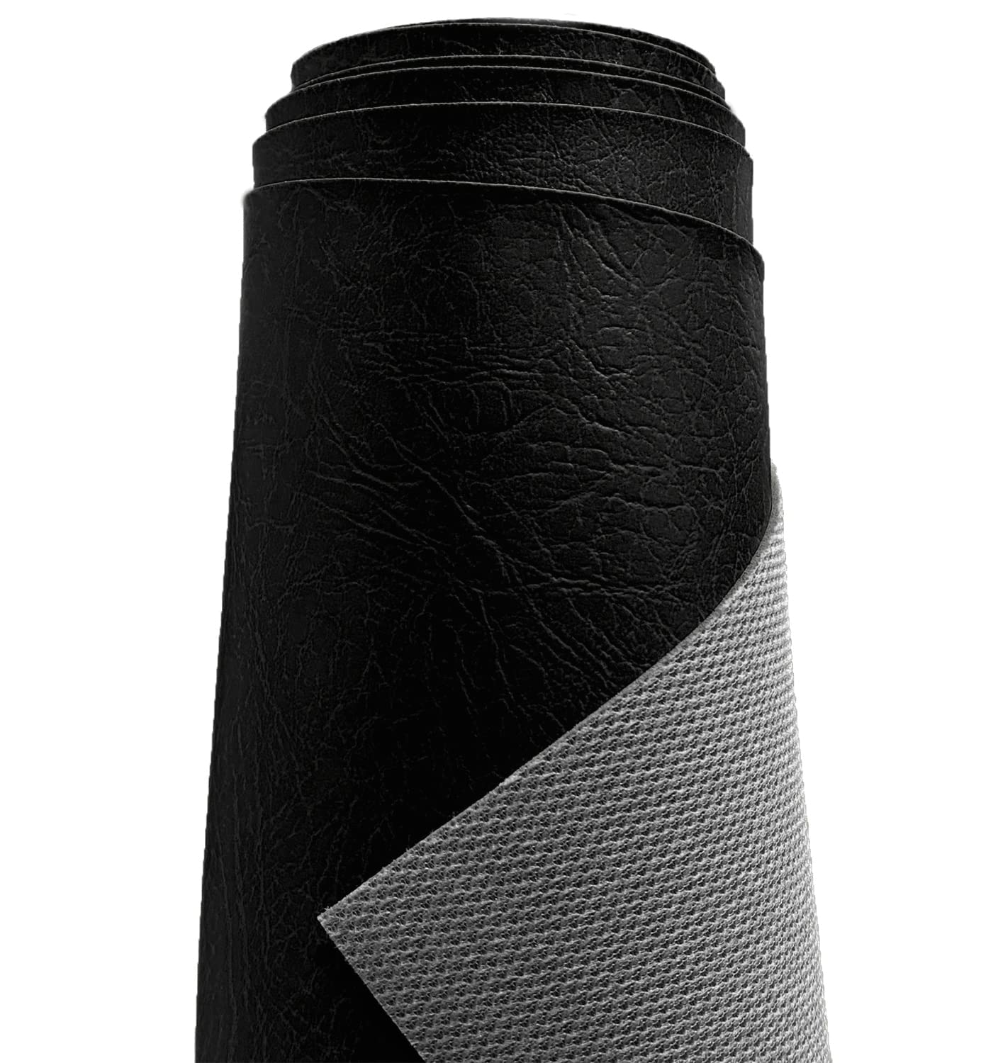 A-Express Heavy Thick Faux Leather Fabric Grained Leatherette Vinyl Leathercloth Automotive Home Decor Upholstery Material - Black 1 Metre 100cm x 140cm — image 1