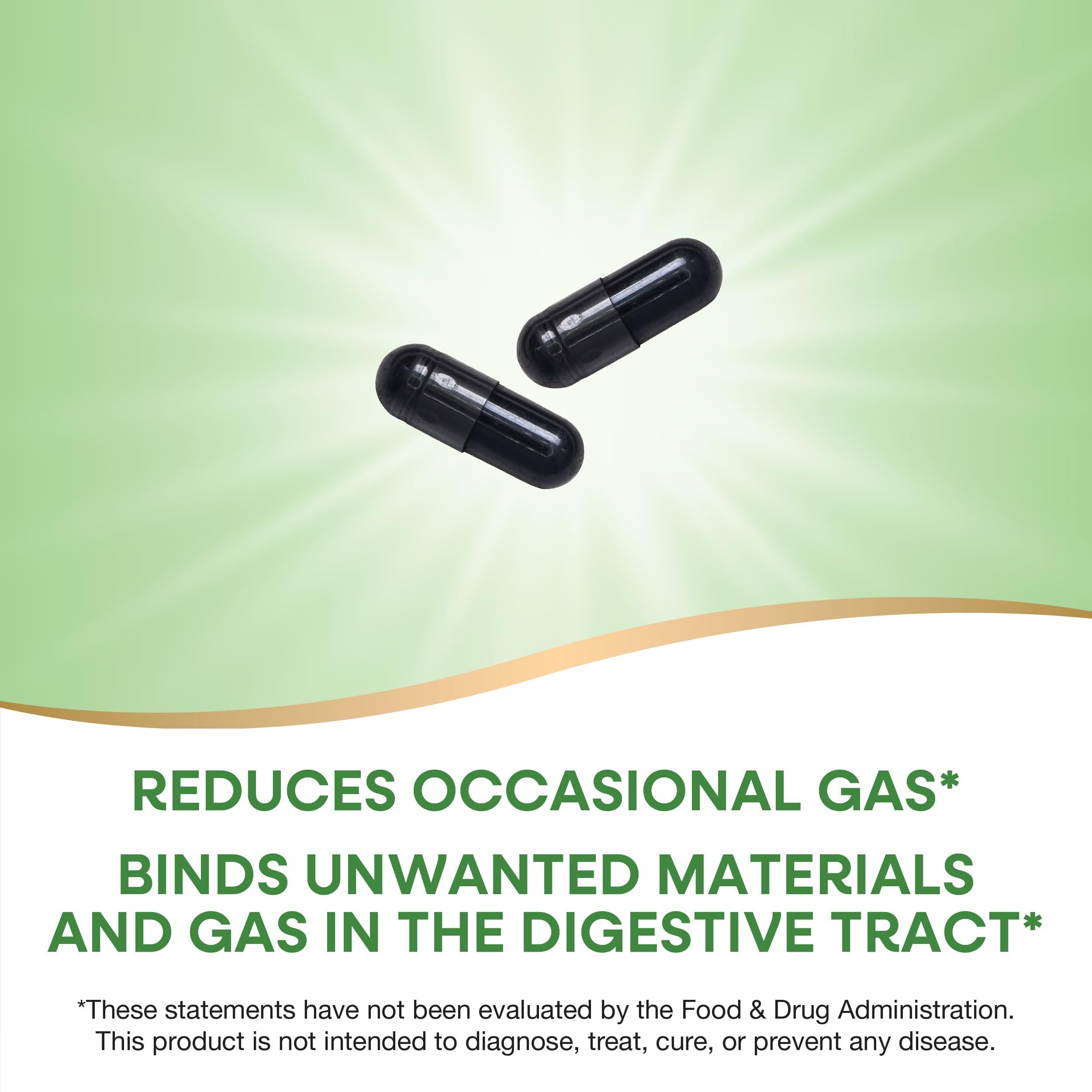 Nature's Way Activated Charcoal, Binds Unwanted Materials and Gas in the Digestive Tract*, 560 mg per 2-Capsule Serving, 100 Capsules (Packaging May Vary)
