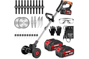 MILBIS Cordless Weed Wacker, Electric Weed Cordless Eater with 2X 4.0Ah Battery Powered, 5 Types Blade, 3-in-1 Stringless Grass Trimmer for Lawn, Garden, Yard