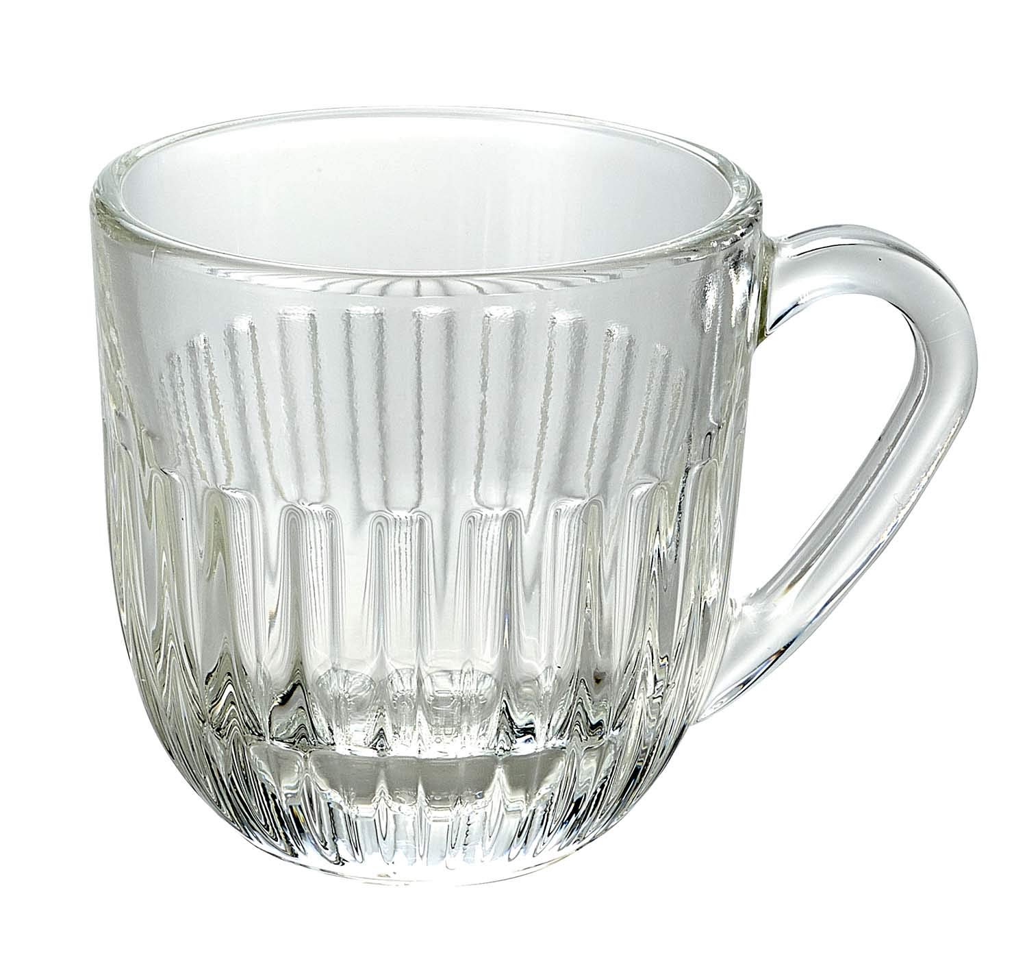 La Rochere Ouessant Expresso Mug / Glass Cup / Espresso Cup / Pressed Glass / Clear with Ribs