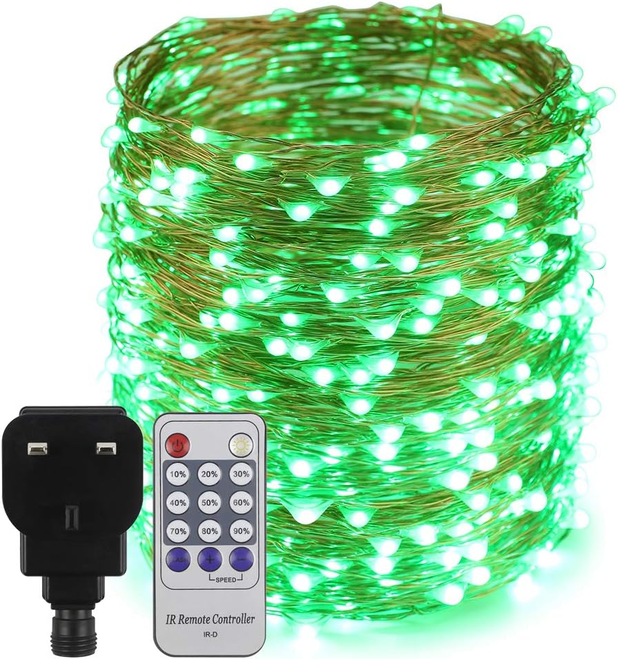 Erchen Plug in Fairy Lights, 165 FT 50M 500 LED Dimmable Copper Wire