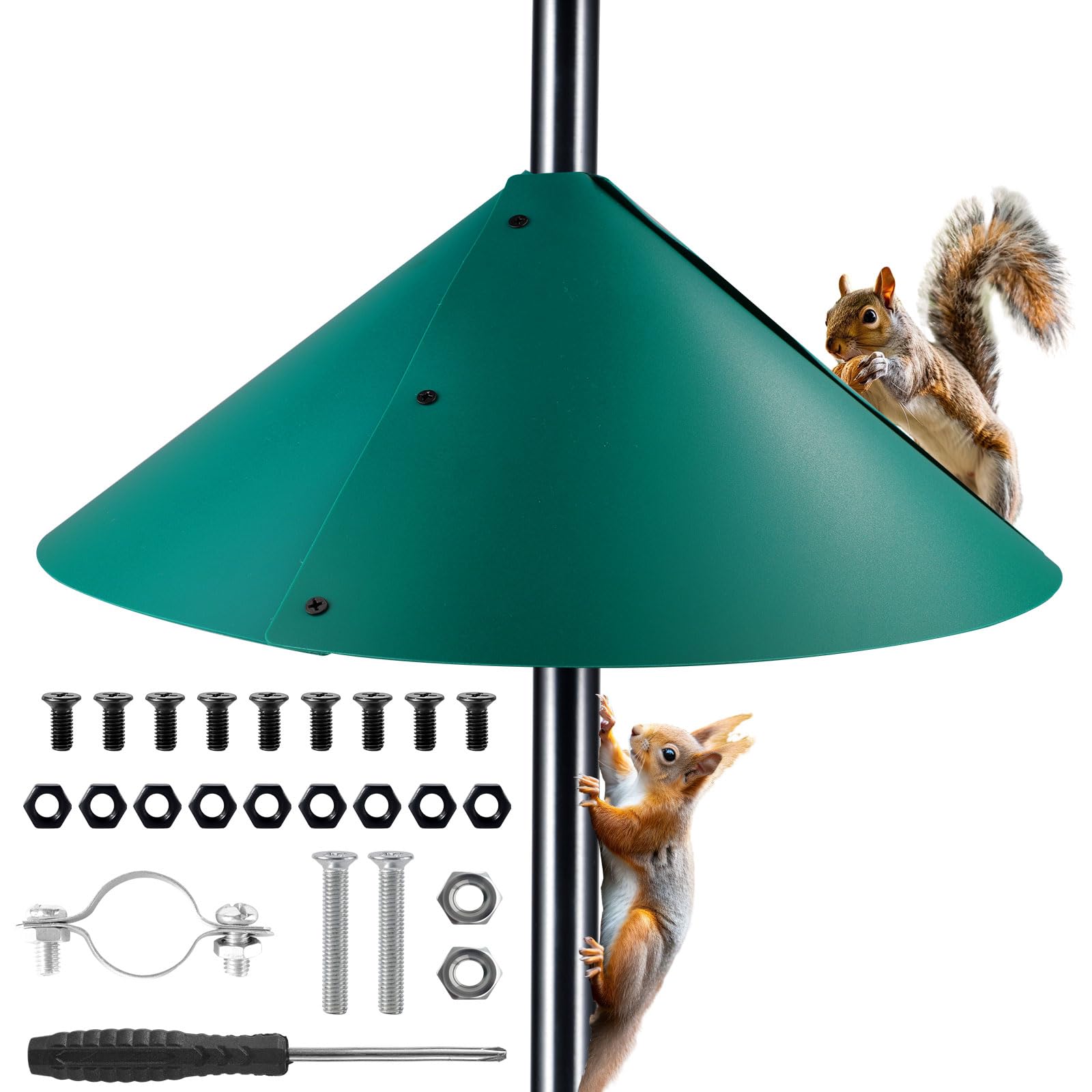 18-Inch Squirrel Baffle Guard for Bird Feeders - Large Plastic Wrap Around Pole Mount Protection for Outdoor Hanging Houses (Green)