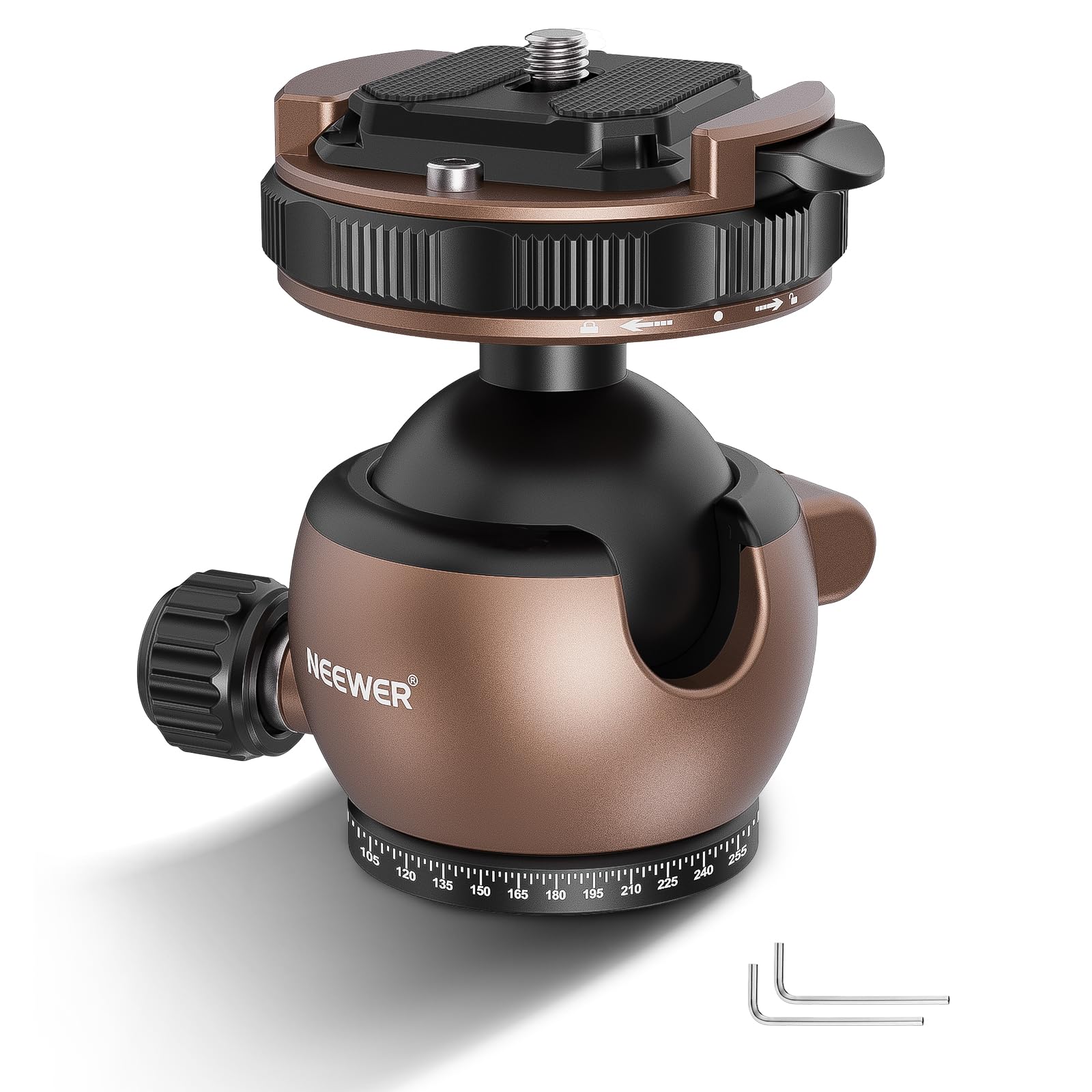 Photo 1 of NEEWER Tripod Ball Head Mount Adapter, Low Profile Tripod Head Camera Ball Mount, Quick Lock with 1/4" QR Plate Compatible with Peak Design Capture Camera Clip, 360° Pan 90° Tilt, Max Load 22lb, GM32