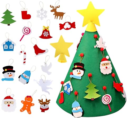 Regali Di Natale Fai Da Te Bambini.Aerwo Fai Da Te Albero Di Natale In Feltro Con 26 Ornamenti Regali Di Natale Di Capodanno Per I Bambini Regalo Di Natale Decorazioni Per La Casa Di Natale Amazon It Casa E