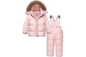 ZOEREA Girls Winter Snowsuit, Children Clothing Sets Winter Hooded Duck Down Jacket + Trousers Snowsuit for Boys Unisex Baby