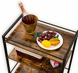 FEFE 3 Tier Rolling Kitchen Cart Rustic Wood Metal Wine Glass Rack 25kg view 3