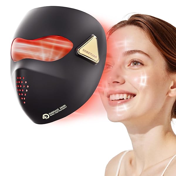 SOBETUAR LED LIGHT THERAPY MASK, 4D LED FACE MASK LIGHT THERAPY – 4 MODES FACE MASK LIGHT THERAPY, 850NM INFRARED & RED LIGHT MASKS, 4000MAH RECHARGEABLE – LIGHT THERAPY SKIN CARE, HOME USE