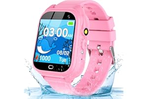 PHYULLS Kids Waterproof Smart Watch Gift for Girls Age 4-12, 26 Puzzle Games HD Touch screen Kids Watches with Music Camera Video Alarm Flashlight 12/24 hr Educational Toys for 7 8 9 10 11 12 Year Old Girls