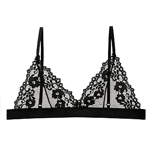 HAVBX Men's Sissy Lingerie Bra Floral Lace Bra Undershirt See Through Bralette Crossdressing Underwear