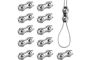 GZXUNFA M3 Stainless Steel Duplex Wire Rope Clips 12Pcs, 1/8 Inch Double Bolt Cable Clamp for 1.5-3mm Wire Cables