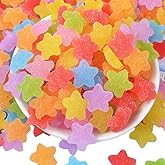 50 Pieces Colorful Heart Star Plastic Charms Resin Flatback Cabochons for Jewelry Making Cardmaking Scrapbooking Embellishments Craft Dollhouse Decor(Star,Multi)