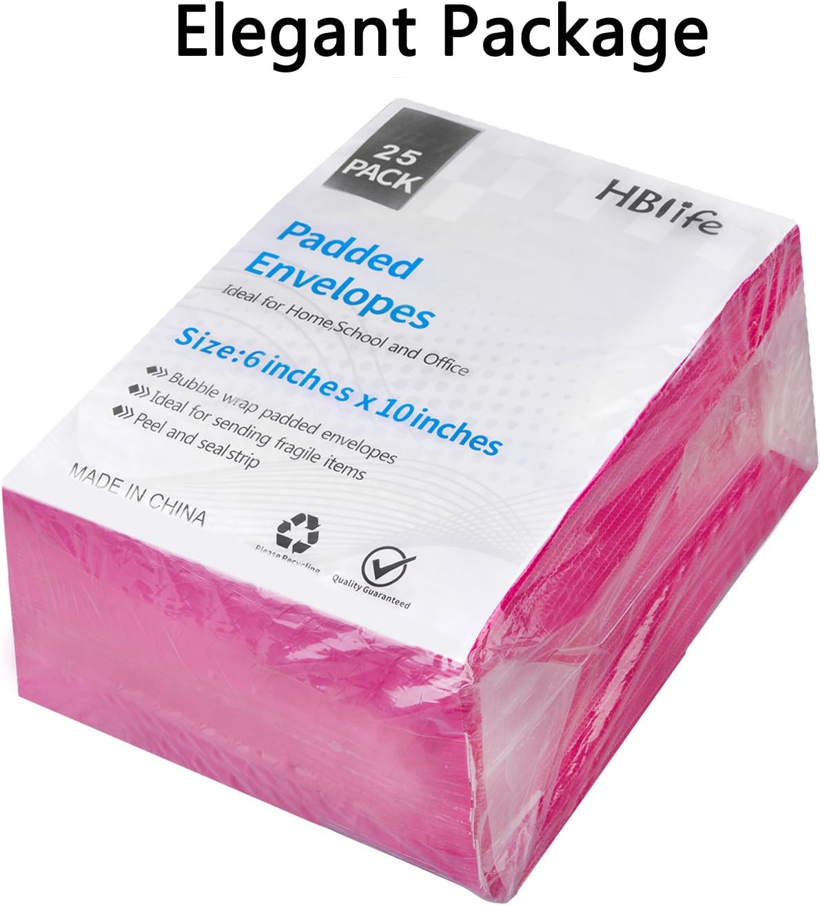 HBlife 6x10 Inches Poly Bubble Mailers Self Seal Hot Pink Padded Envelopes, Pack of 25 : Office Products