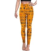 Sister Amy Women's Halloween Pumpkin Skulls Printed Ankle Elastic Tights Legging Halloween