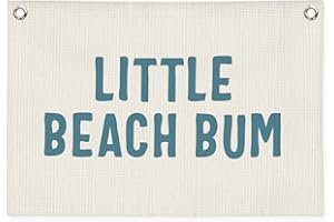 MOFUYU Little Beach Bum Canvas Banner - Coastal Nursery Wall Decor for Baby Kids Room Nursery Playroom,Beach Gifts,Summer Surf Vibes 30x20 Inch