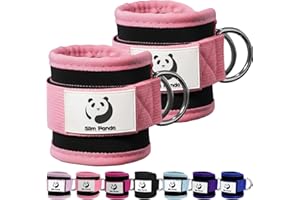 Slim Panda Ankle Strap for Cable Machine,Ankle Cuff for Kickbacks, Booty Hip Abductors,Glute Workouts, Leg Extensions, Curls for Men and Women, Adjustable with Double D-Rings