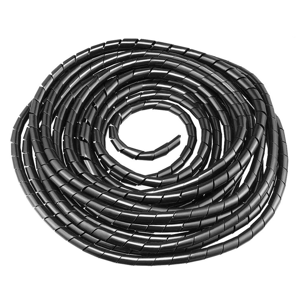GTIWUNG 9M 29.5Ft Cable Tidy Wrap Cable Management System Cutable Flexible Cable Tidy Tube Spiral Cable Tidy Sleeves 10mm/0.39'' for TV Wire Computer Cable on Home or Office, Black