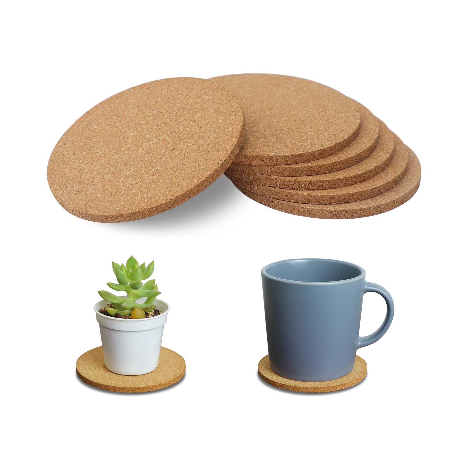 Photo 1 of 6Pcs Cork Coasters, Tivnhuils 3.9 inch Cork Coaster Desk, Coaster Set for Cup and Plant