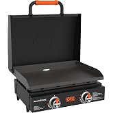 Blackstone OTG Outdoor Tabletop Griddle with Built-in Hood, Black, 22 Inch | Table Top BBQ Grill for Camping &amp; Backyard Cooking Setup, Includes 2 Heat Zones, Protective Hood, and Rear Grease Management