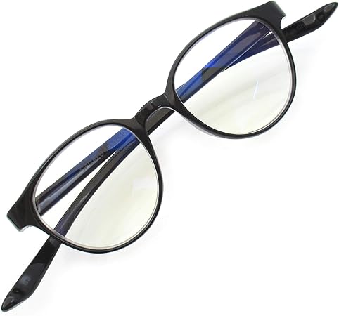 Amazon 首かけ 老眼鏡 ボストン 丸型 おしゃれ シニアグラス 軽量 リーディンググラス ブルーライトカット ブラック 1 00 Cacalu 老眼鏡