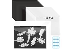 GcFoir 160 Pcs 5 x 7 Inch Magnetic Sheets for Dies Storage 0.6 mm Thickness Non-Adhesive Magnetic Sheets with Die Storage Bags, Die Cut Storage Essential Set (80 Sheets+80 Pockets+Label Stickers)