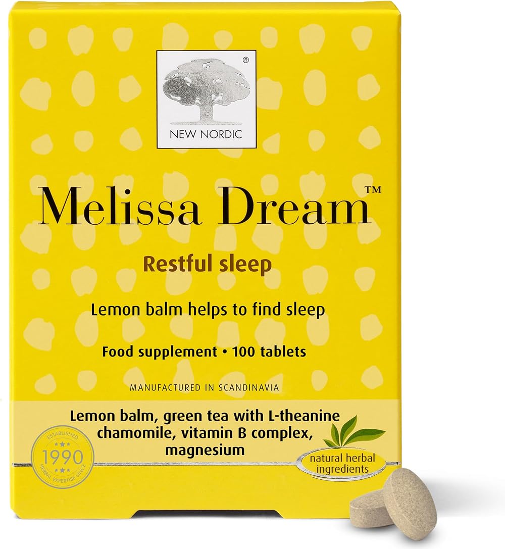 New Nordic Melissa Dream Melatonin-Free Sleep Aid 100 Tablets Pack of 2
