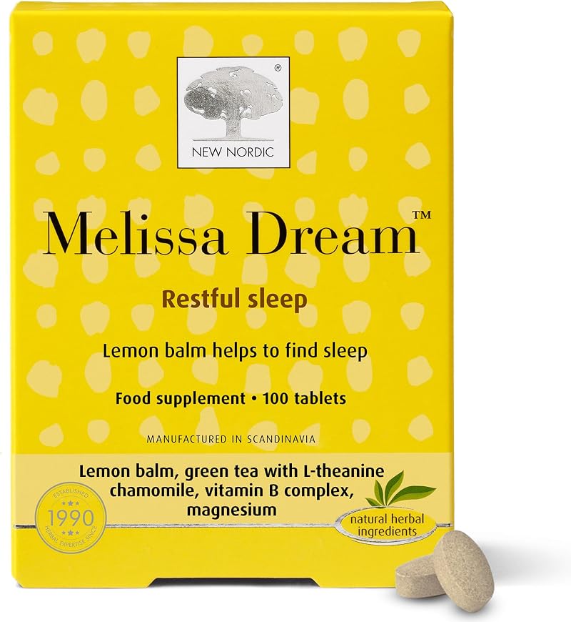 New Nordic Melissa Dream Melatonin-Free Sleep Aid 100 Tablets Pack of 2