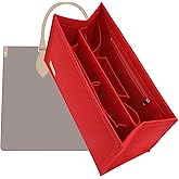 KESOIL Bag Organizer Insert,Tote Bag Insert For On The Go MM, Handbag Inner Organizer,Handbag Storage,Tote Bags Felt Liner with Zipper(Red,L)