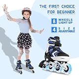 Nattork Adjustable Inline Skates for Boys Blue 4 Size 8 Wheels Light Up view 6