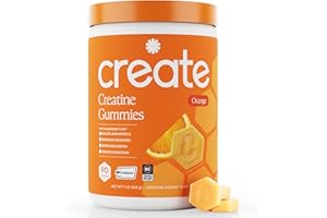 Create Creatine Monohydrate Gummies for Men & Women, Boost Focus, Strength, and Endurance, Anti-Melting Formula, Vegan, Gluten-Free, Non-GMO, 1.5g of Creatine per Gummy (Orange)