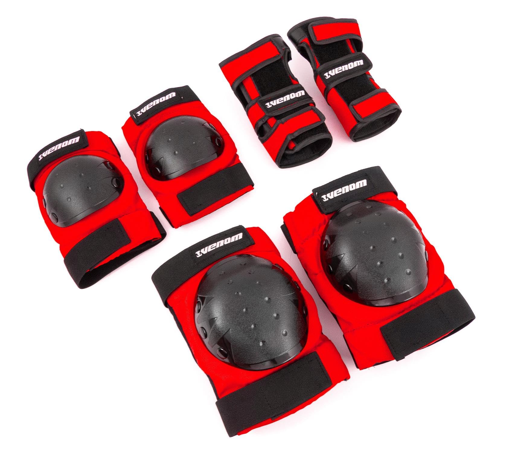 Venom Skateboards Wrist Knee Elbow Pads for Children Kids Youth Boys Girls Scooter Inline Skate Pad Set Protection Gear Junior Red/Black