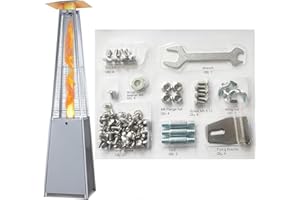 MCVOMV Outdoor Heater Replacement Parts-Outdoor Pyramid Propane Patio Heater Parts for Square Glass Tube Patio Heater,polt & Nut & Stud & Wing Nut&fixing Bracket