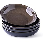 LERATIO Pasta Bowls,Ceramic 38oz Pasta Bowls,9.0" Reactive Glaze Pasta Bowl Set of 4,Microwave & Dishwasher,Oven Safe,Large Wide Serving Bowls for Salad, Dessert, Pizza,Scratch Resistant-Chestnut