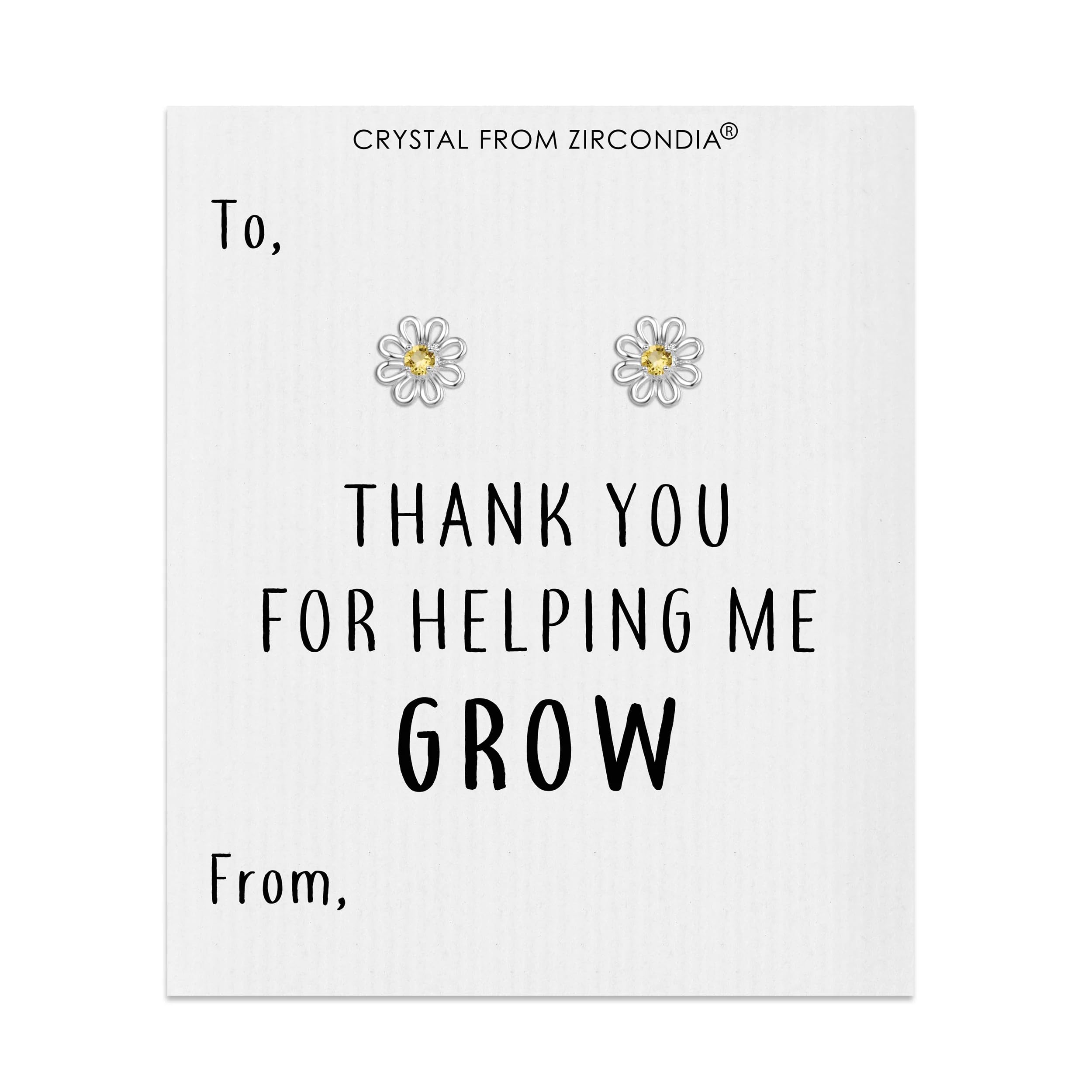 Philip Jones Thank You For Helping Me Grow Daisy Earrings Created with Zircondia® Crystals