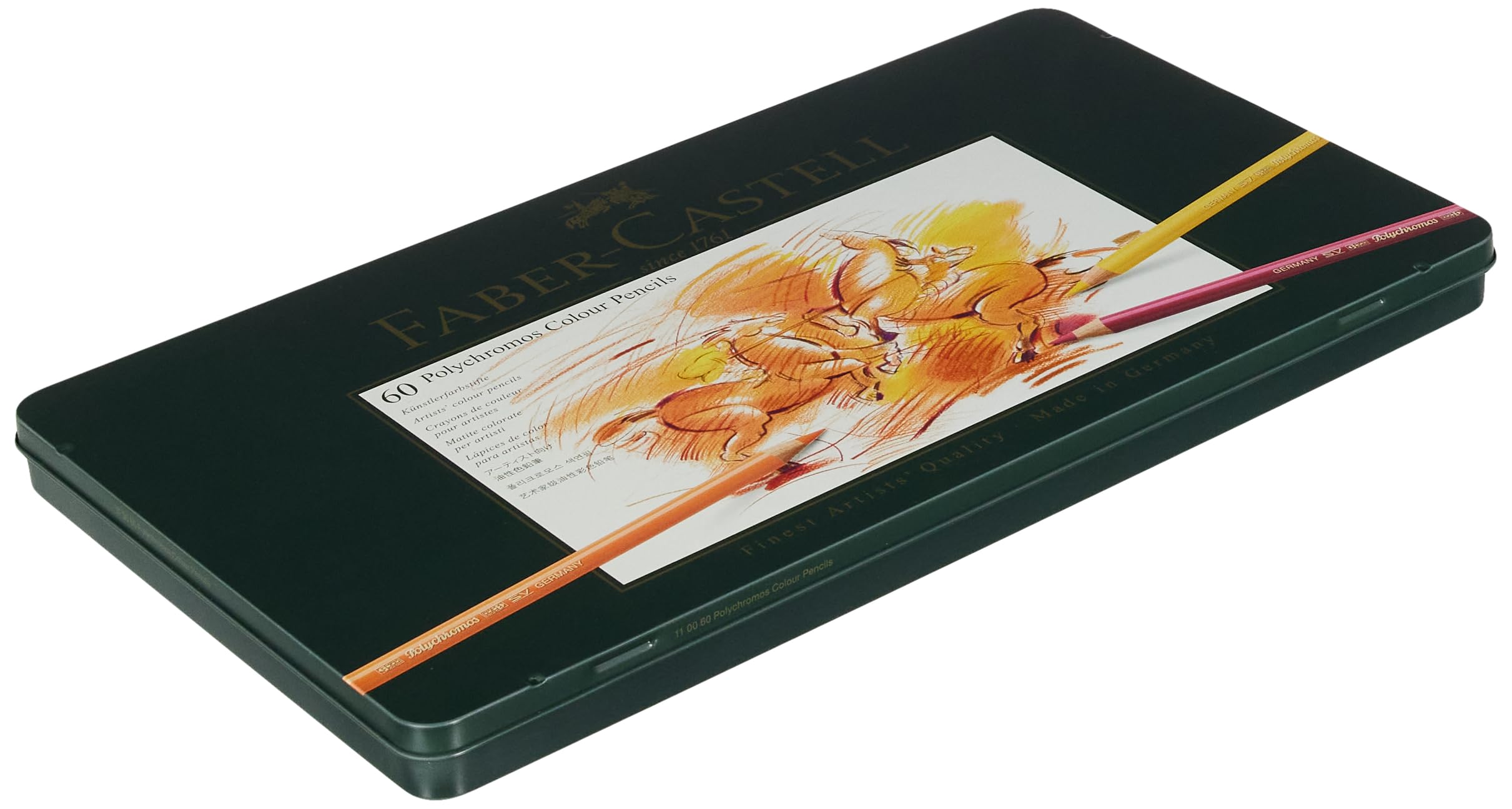 Faber-Castell Polychromos Artists' Color Pencils - Tin of 60 Colors - Premium Quality Artist Pencils
