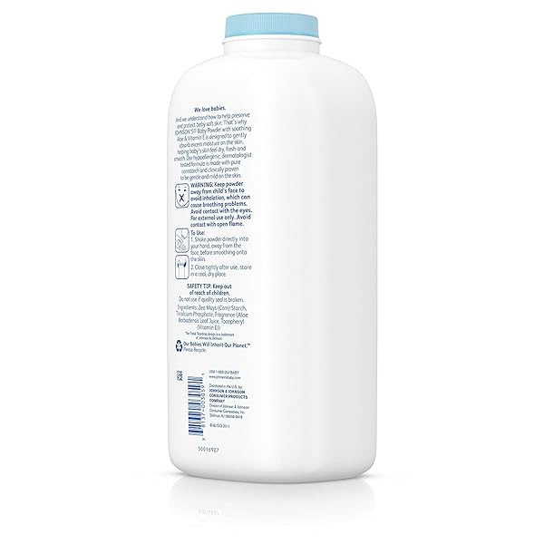 JOHNSON’S BABY POWDER WITH NATURALLY DERIVED CORNSTARCH ALOE & VITAMIN E, HYPOALLERGENIC, 22 OZ (PACK OF 6)