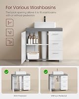 VASAGLE Under Sink Bathroom Cabinet 3 Drawers 2 Compartments Cloud White Dove view 3