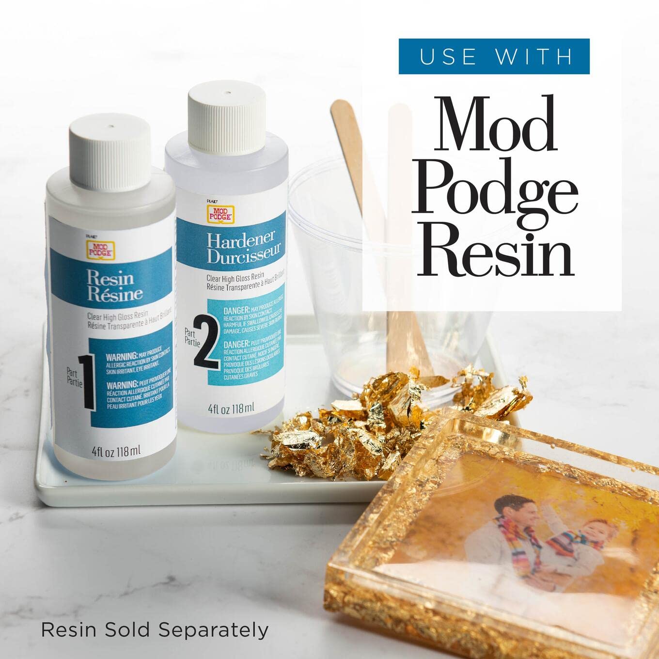 Mod Podge Resin Wood Coasters, Set of 4 Resin Pouring Coaster Kit, Pouring Surface for Epoxy Resin, DIY Craft Supplies for Resin Arts and Crafts Projects, 25485