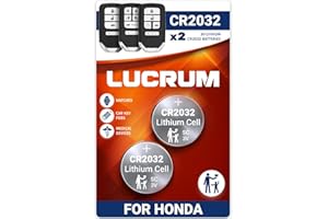 LUCRUM Key Fob Battery Replacement for Honda (2013-2025) Accord, Civic, CRV, Clarity, Odyssey, Pilot - 2PCs CR2032 Batteries for Car Remote Key CR2023