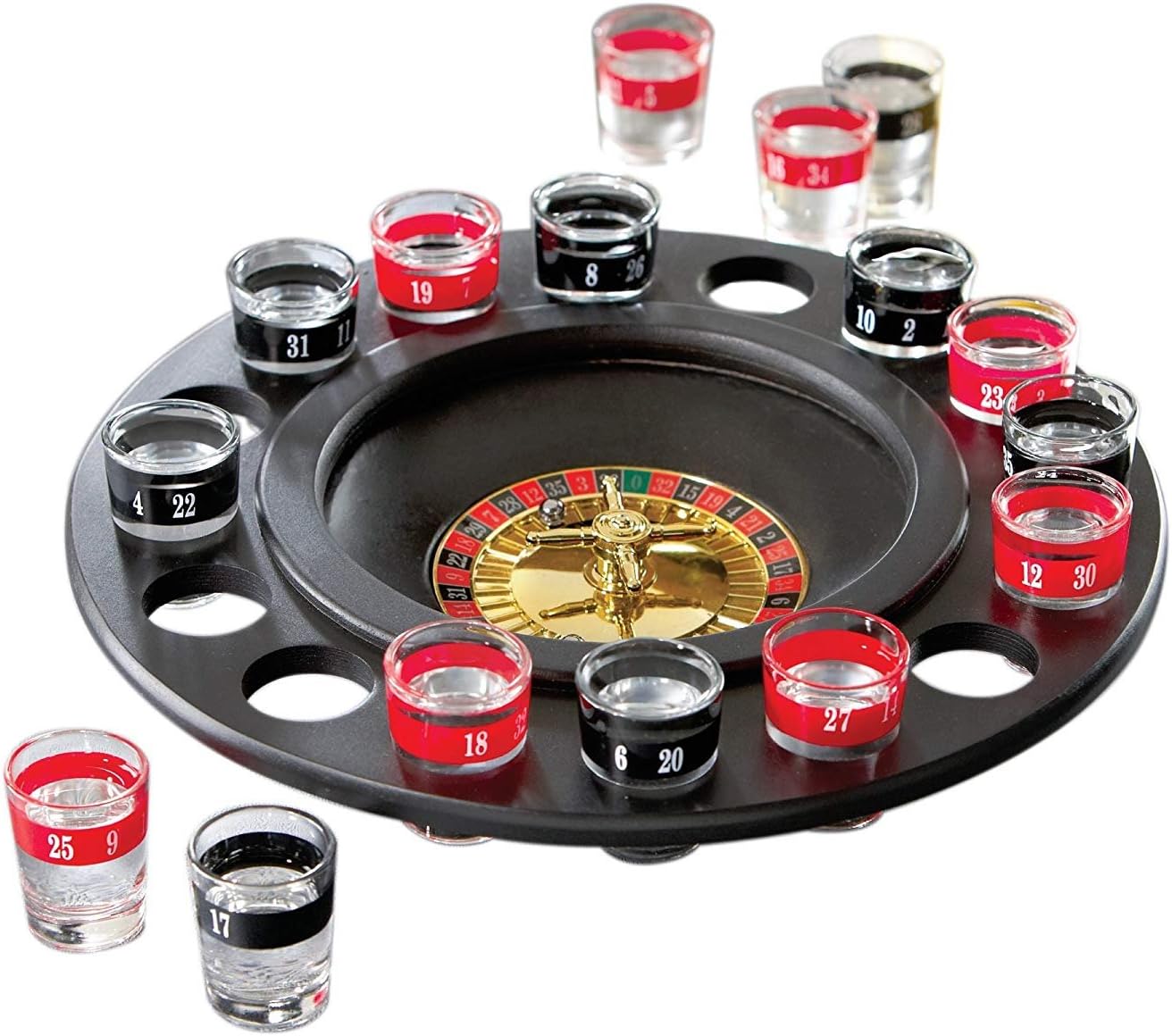 Shot Glass Roulette - Drinking Game Set (2 Balls and 16 Glasses) (Premium Edition)