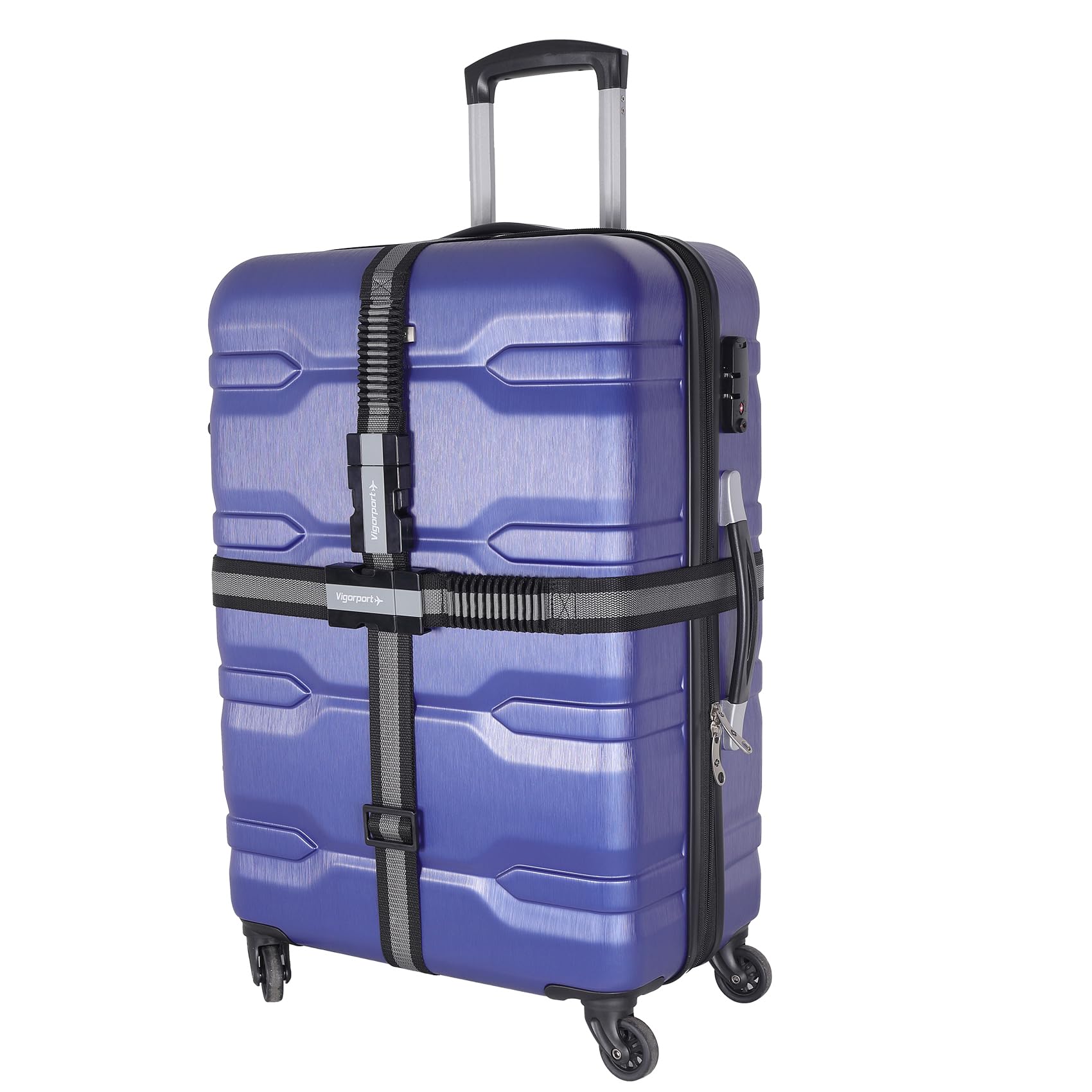 Vigorport Luggage Straps with Stretch Part, Suitcase Belt TSA Approved with Adjustable Quick-Release Buckle to Keep Your Suitcase Secure While Traveling (41''-78''Long)