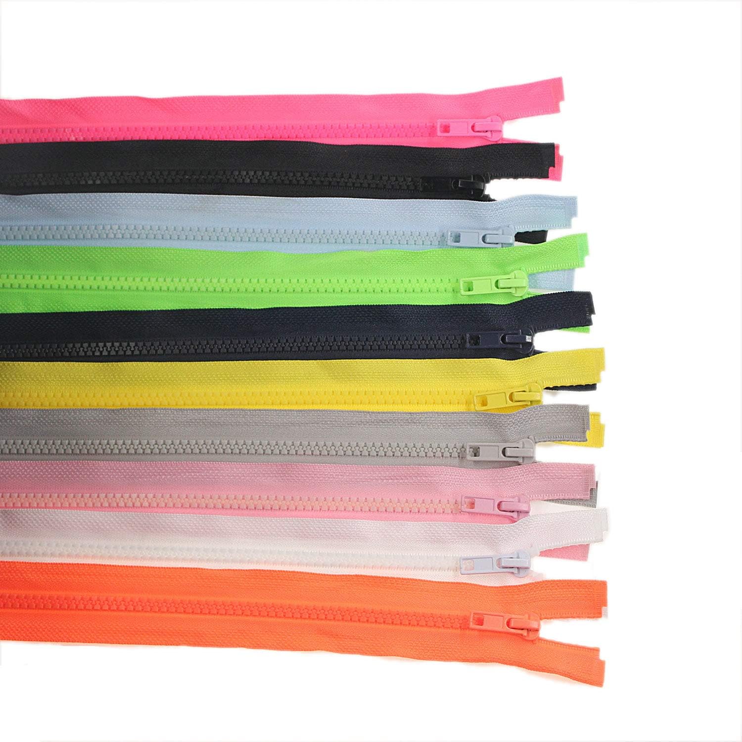 Leekayer 10PCS 28 Inch (71cm) Separating Zippers for Sewing Nylon