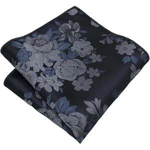 Dvmmlis Floral Handkerchiefs for Men, Satin Pocket Square for Business | Flower Pattern, Smooth Polyester Fabric, 9.06 x 9.06