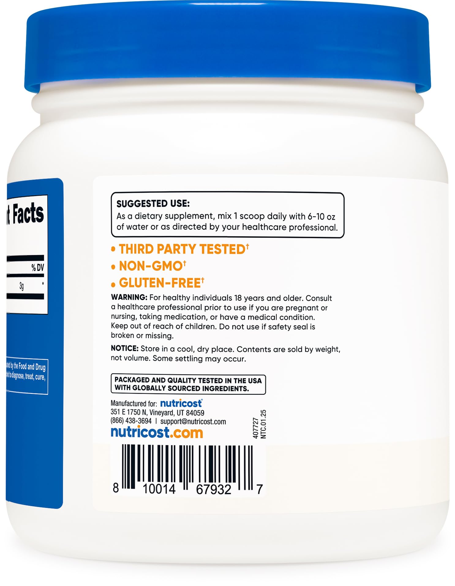 Nutricost Pure L-Citrulline (Base) Powder (600 Grams)