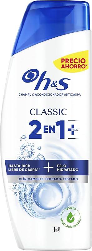 H&S Classic 2en1 Champú Anticaspa y Acondicionador Limpieza Profunda, 330ml