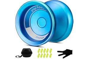 YOYOSTUDIO Yoyo Professional Unresponsive Yo Yo for Kids 8-12, Fingerspin Yoyo for Adults Kids Beginners, Metal Trick Yoyo, Pro Yo-Yo with 10 Strings, Yoyo Case and Gloves Blue