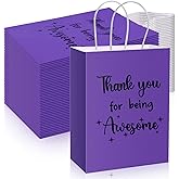 Ctosree 20 Pcs Thank You Gift Paper Bags for Employee Coworker Colleague Thank You for Being Awesome Bags with Handles for Colleague Employee(8.3 x 4.3 x 10.6 Inch,Purple)