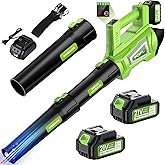 Leaf Blower Cordless, 750CFM 240+MPH Brushless Powerful Electric Leaf Blower with 2x4.0Ah Batteries & Fast Charger,Shoulder Strap,6-Speed Modes,Lightweight Leaf Blowers for Lawn Care Leaves Dust Snow