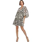 Tommy Hilfiger Womens Balloon Sleeve Tie Front Floral Print Chiffon Dress